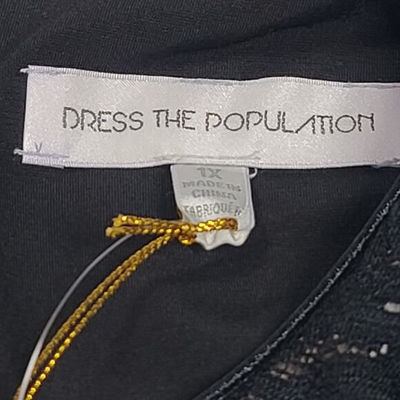 Dress the Population Evan long sleeve mesh size 1XL Black dress formal party - Picture 8 of 9
